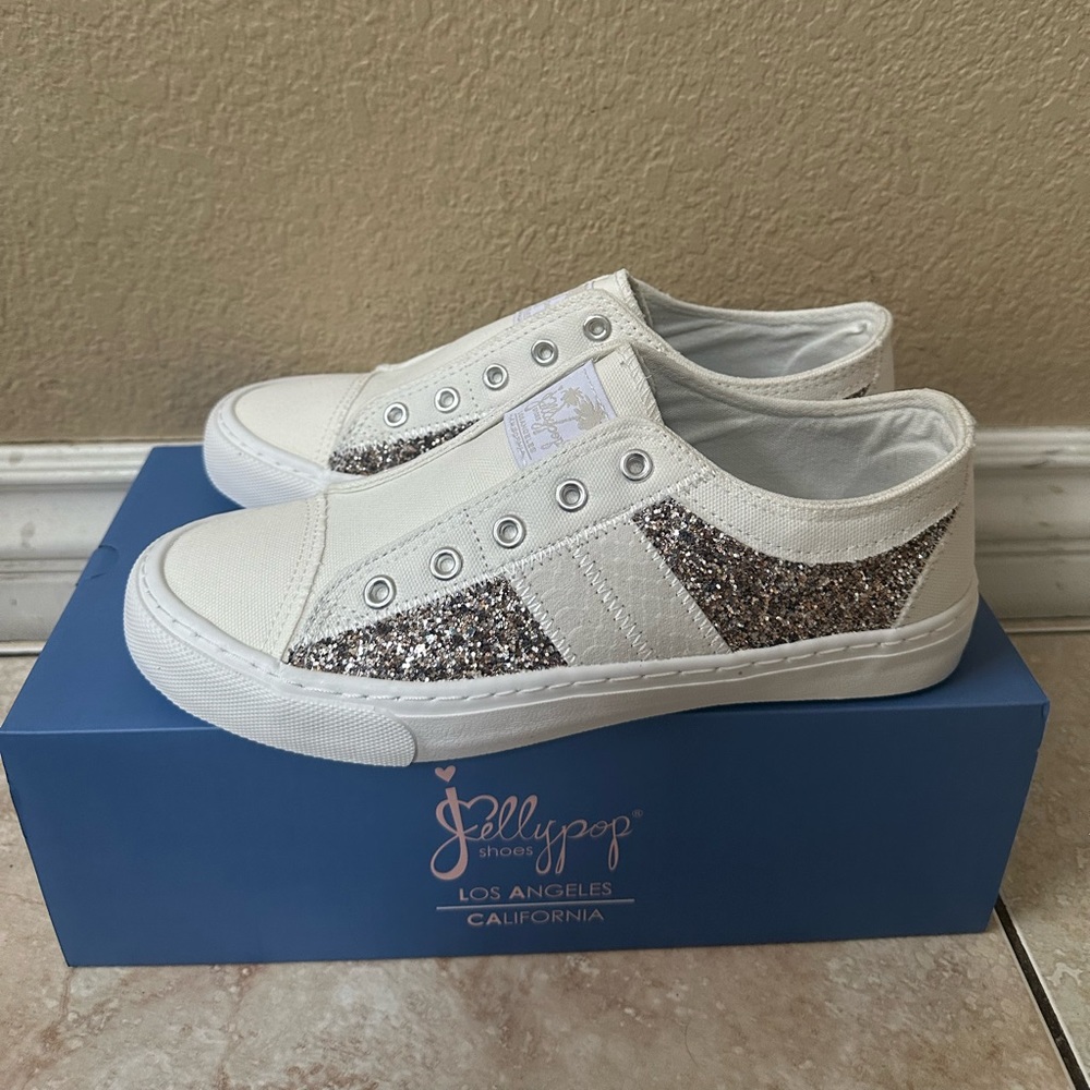 Jellypop White and Silver Glitter Athletic Shoes